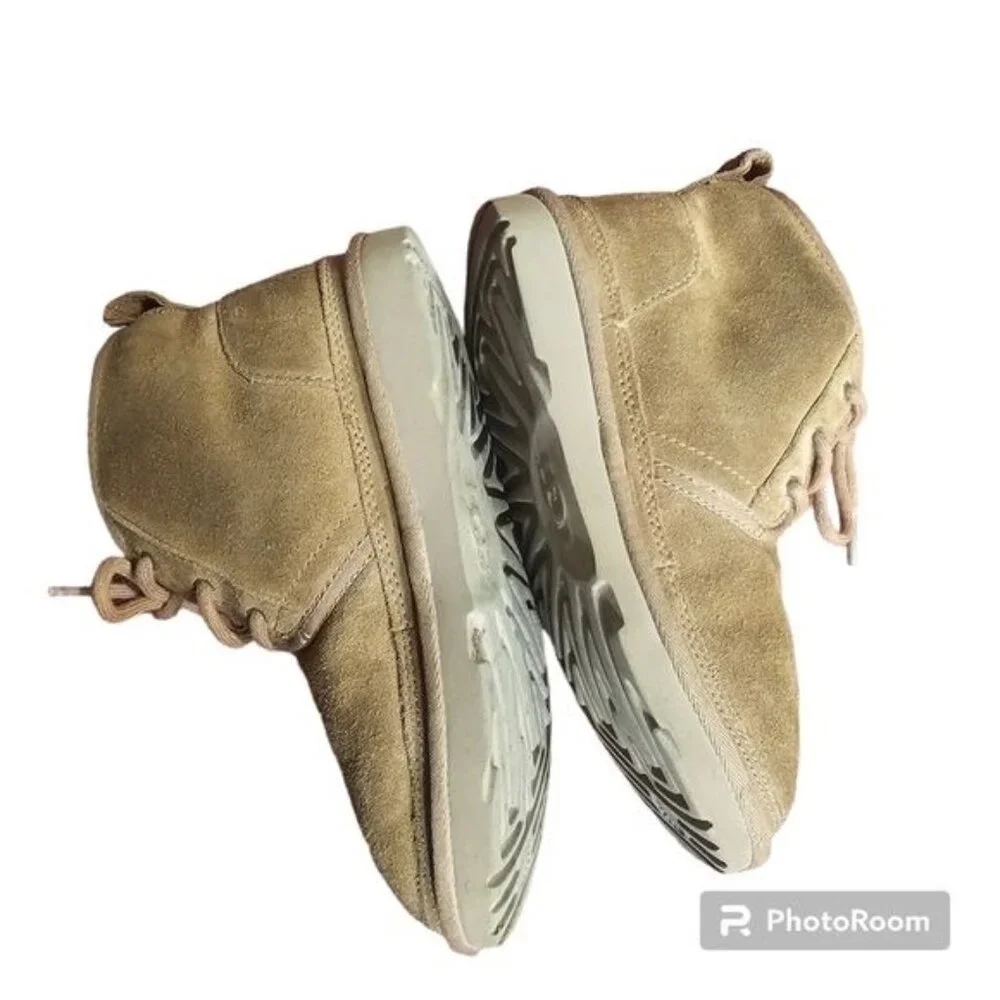 Ugg Chestnut Neumel II Suede Chukka Boots Kids 3 Lace-Up‎ Sheepskin Lined 101732